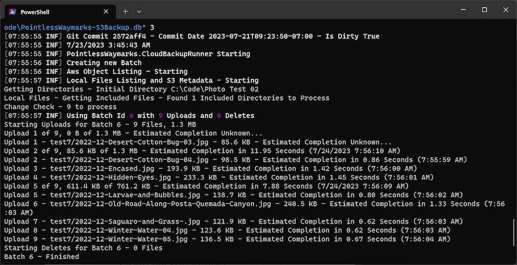 2025 January Pointless Waymarks Cloud Backup Command Line Runner Progress