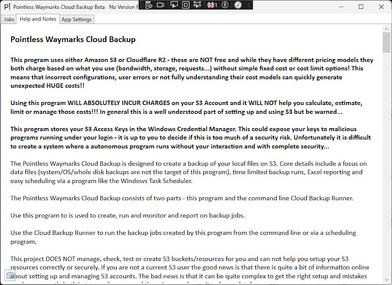 2025 January Pointless Waymarks Cloud Backup Help Screen