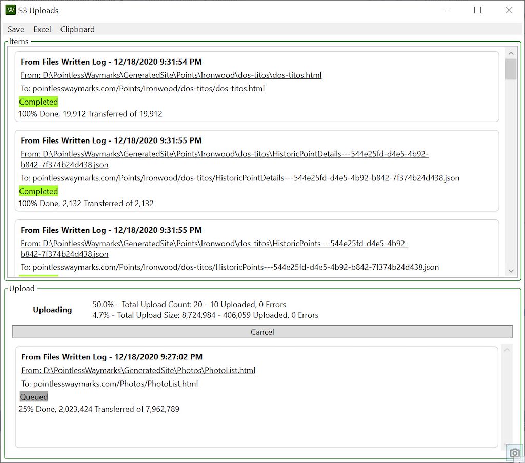 2020 December Pointless Waymarks CMS S3 Uploader