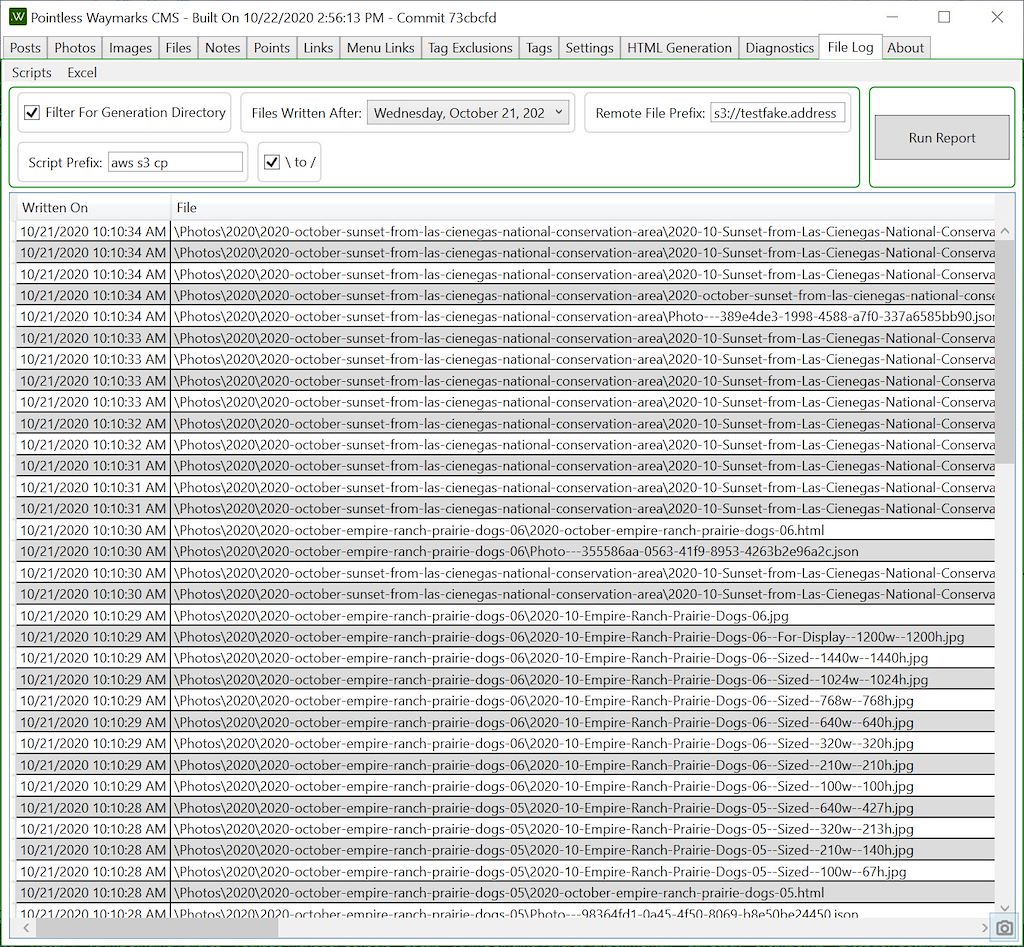 2020 October Pointless Waymarks CMS Written Files List