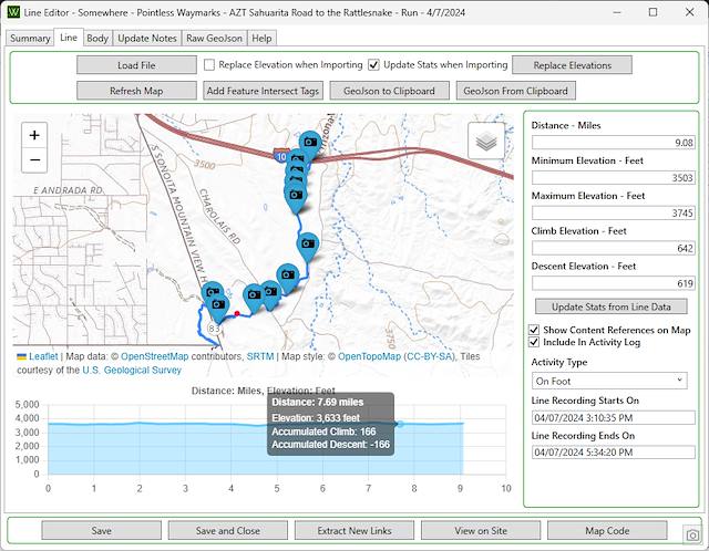 2024 October Pointless Waymarks CMS Line Editor Map Tab